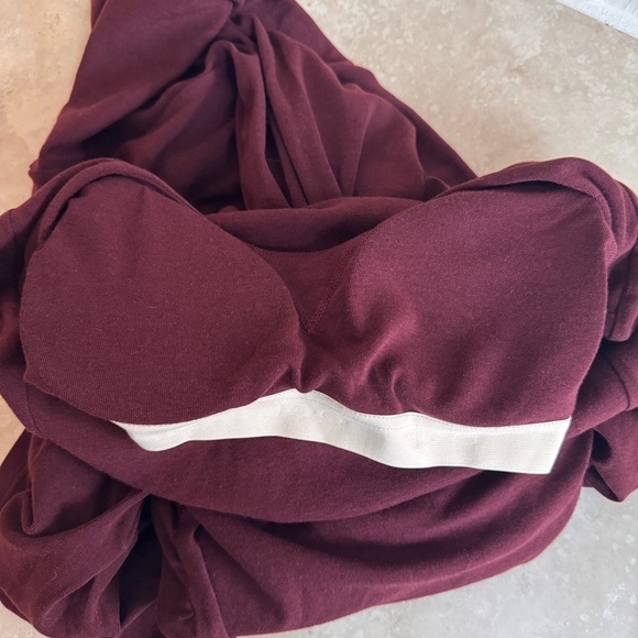 OGL Ruby Dark Red Scoop Neck Long Sleeve Ruffle Wrist Womens Size M Brami Midi - Picture 8 of 13